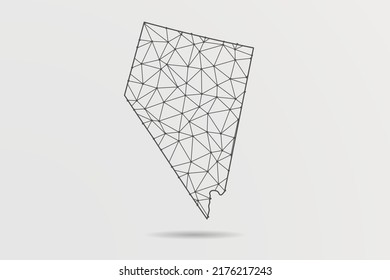 Nevada Map - Abstract mash line and point scales on white background with USA Map. Wire Frame 3D mesh polygonal network line, design sphere, dot and structure -  Vector illustration eps 10