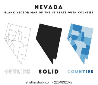 Nevada map. Borders of Nevada for your infographic. Vector US state shape. Vector illustration.