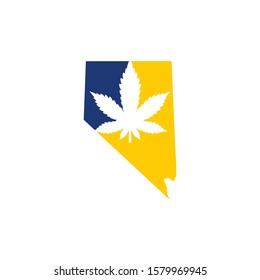 Nevada Map With Cannabis Leaf Logo Vector 001