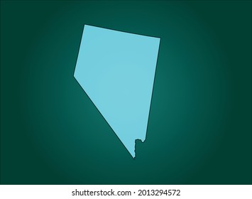 NEVADA map cyan Color on Green Backgound