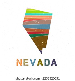 Nevada map design. Shape of the US state with beautiful geometric waves and grunge texture. Creative vector illustration.