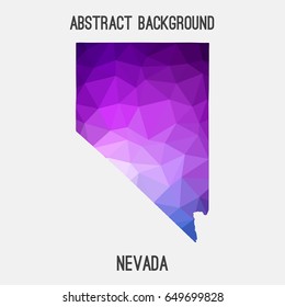 Nevada map in geometric polygonal,mosaic style in violet shades.Abstract tessellation,modern design background,low poly. Vector illustration.