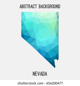 Nevada map in geometric polygonal,mosaic style in cold shades.Abstract tessellation,modern design background,low poly. Vector illustration.