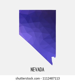 Nevada map in geometric polygonal,mosaic style.Abstract tessellation,modern design background,low poly. Geometric cover, mockup. Vector illustration.