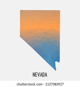 Nevada map in geometric polygonal,mosaic style.Abstract tessellation,modern design background,low poly. Geometric cover, mockup. Vector illustration.