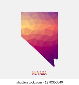 Nevada map in geometric polygonal,mosaic style.Abstract tessellation,modern design background,low poly. Geometric cover, mockup. Vector illustration.