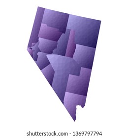 Nevada map. Geometric style US state outline with counties. Delightful violet vector illustration.