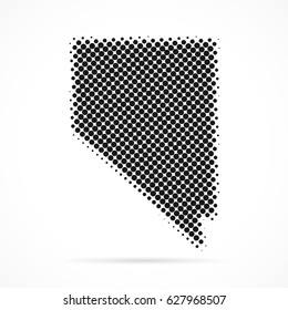 Nevada map in halftone. Dotted illustration isolated on a white background.
Vector illustration.