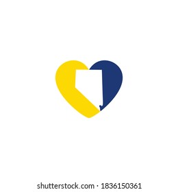 Nevada Map And Heart Logo Design Template