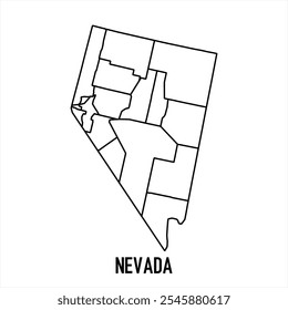 Nevada map icon isolated on white background. Outline map. Simple line icon. Vector illustration