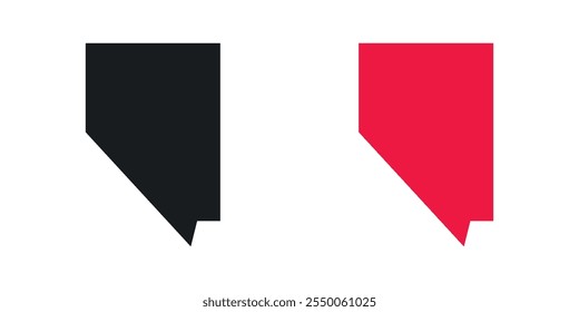 Nevada map icon set in black and colored version