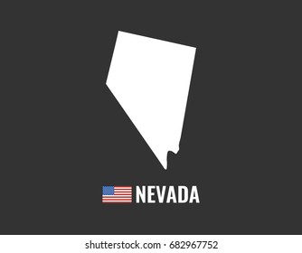 Nevada map isolated on black background silhouette. Nevada USA state. American flag. Vector illustration.