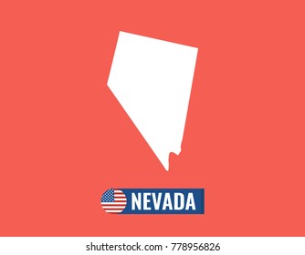 Nevada map isolated on red background silhouette. Nevada USA state. American flag. Vector illustration.