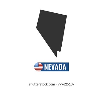 Nevada map isolated on white background silhouette. Nevada USA state. American flag. Vector illustration.
