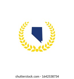 Nevada Map And Laurel Wreath Logo Design Template
