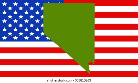 Nevada map on a vintage american flag background