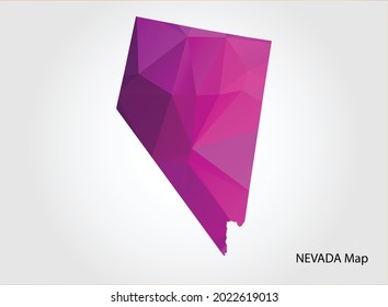 NEVADA Map pink Color on white background polygonal