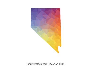 Nevada Map - Polygon Style Vector Illustration in Rainbow Gradient, Low Poly Multicolor Geometric Design, Isolated on White Background, Suitable for Reports, and Creative Projects.