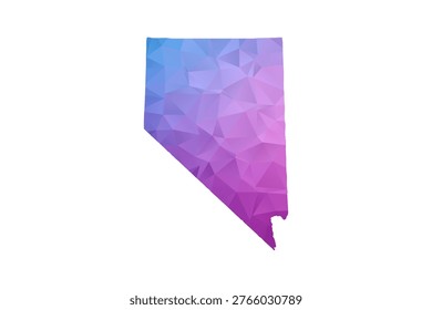 Nevada Map - Polygon Style Vector Illustration in Blue and Purple Gradient, Low Poly Geometric Design, Isolated on White Background, Ideal for Infographics and Learning Materials.
