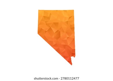Nevada Map - Polygon Style Vector Illustration in Orange Gradient, Low Poly Geometric Design, Isolated on White Background for Infographics and Education.