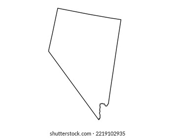 NEVADA Map shadow in minimal line outline thin shape isolated vector illustration