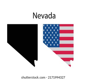 Nevada Map Silhouette and Icon Vector Illustration 