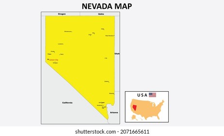 Nevada Map. State and district map of Nevada. Political map of Nevada with the major district