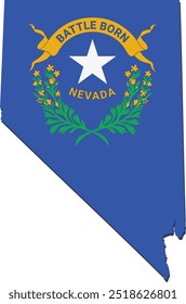 Nevada map in state flag colors (cut out)