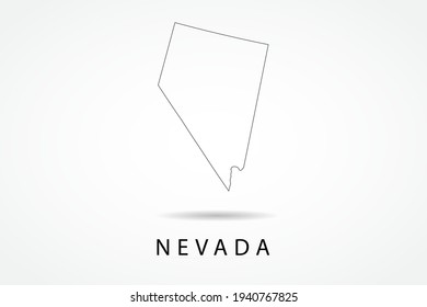 Nevada Map- State of USA Map International vector template with thin black outline or outline graphic sketch style and black color isolated on white background - Vector illustration eps 10