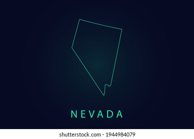 Nevada Map- State of USA Map International vector template with thin black outline or outline graphic sketch style and Green color isolated on dark background - Vector illustration eps 10