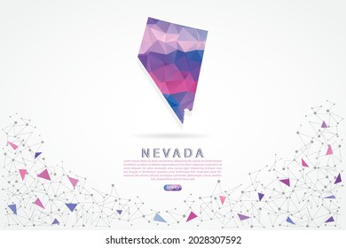 Nevada map - State of USA Map International vector template with polygon pink color gradient isolated on white background for education, website, banner - Vector illustration eps 10