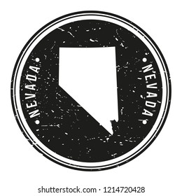 Nevada Map Symbol Round Design Stamp Travel and Business