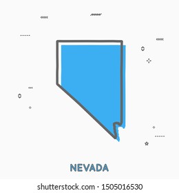 Nevada map in thin line style. Nevada infographic map icon with small thin line geometric figures. Nevada state. Vector illustration linear modern concept