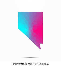 Nevada map triangle low poly geometric polygonal abstract style. Cyan pink gradient abstract tessellation modern design background low poly abstract map. Vector illustration