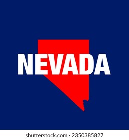 Icono de la tipografía del mapa de Nevada. Mapa de Nevada en azul rojo.