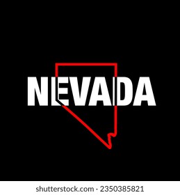 Nevada map typography icon. Nevada usa map lettering