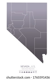 nevada map. us states vector map series. united states map background.