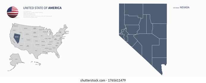 nevada map. u.s. states vector map of nevada. us states map. 