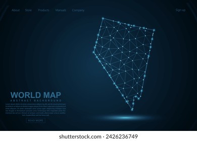 Nevada Map - USA Map mash line and point scales on blue technology background. Wire Frame 3D mesh polygonal network line, design sphere, dot and structure - Vector illustration eps 10