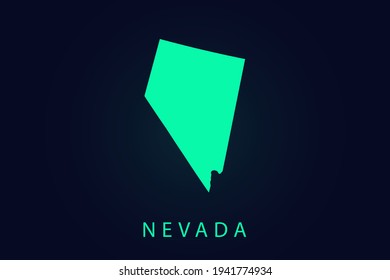 Nevada Map - USA, United States of America map, World map vector template with green color gradient isolated on dark background - Vector illustration eps 10