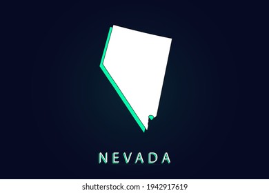 Nevada Map - USA, United States of America map, World map vector template with green and white  color gradient isolated on dark background - Vector illustration eps 10