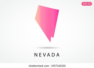 Nevada Map - USA, United States of America map, World Map International vector template with Pink gradient color isolated on white background - Vector illustration eps 10