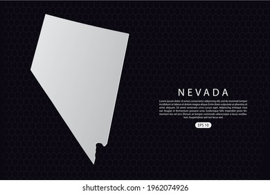Nevada Map - USA, United States of America map, World Map International vector template with White Color isolated on hexagon background - Vector illustration eps 10