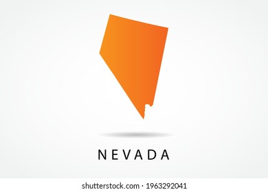 Nevada Map - USA, United States of America map, World Map International vector template with Orange gradient color isolated on white background - Vector illustration eps 10