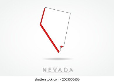 Nevada Map - USA, United States of America map, World Map International vector template with red and outline graphic sketch style isolated on white background - Vector illustration eps 10