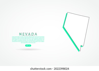 Nevada Map - USA, United States of America map, World Map International vector template with green and outline graphic sketch style isolated on white background - Vector illustration eps 10