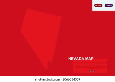 Nevada Map - USA, United States of America map vector template with red color and outline sketch isolated on red background for education, design, website - Vector illustration eps 10