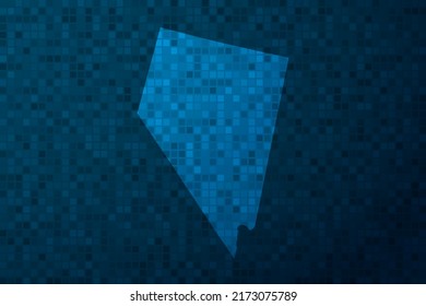 Nevada Map - USA, United States of America Map vector template with technology style isolated on blue pixel background for education, design, website, infographic - Vector illustration eps 10