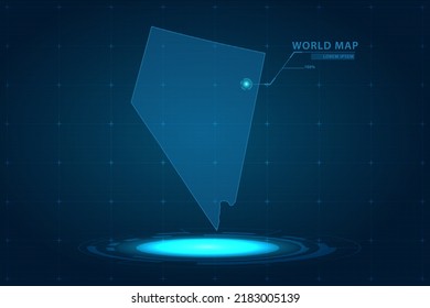 Nevada Map - USA, United States of America Map vector template with Hologram in perspective style and HUD, GUI, UI interface isolated on blue background for design - Vector illustration eps 10