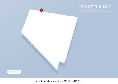 Nevada Map - USA, United States of America Map vector template with isometric style including shadow, white, blue color isolated on blue background for design - Vector illustration eps 10